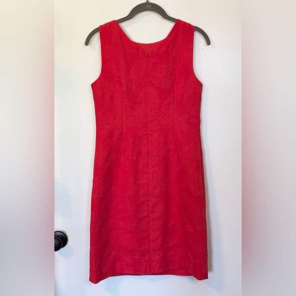 Talbots RSVP Coral Red Pineapple Jeweled Matelasse Sleeveless Sheath Dress- 2P - Picture 6 of 10